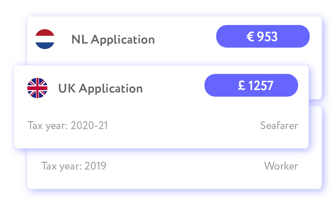 EUtaxback is working with mobile workers from all over the world. It does not matter whether you are building a house in UK or serving a tanker in the North Sea - we are working with everyone. Join us, choose the country and make your tax profile in just 5 minutes — the rest will do our agent.